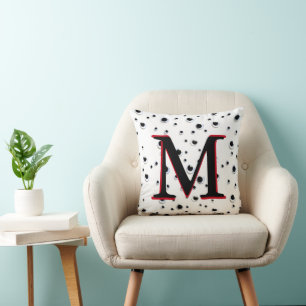 Googly Eyes Black en White Red Trendy Monogram Kussen