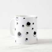 Googly Eyes Black en White Trendy Stippen Cute Koffiemok (Voorkant links)