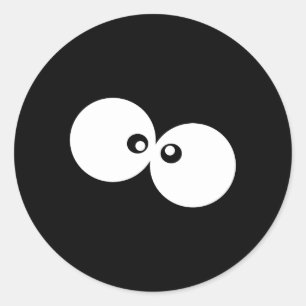 Googly Eyes, Funny Eyes, Black en White Ronde Sticker