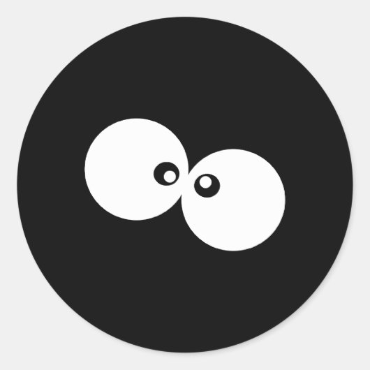Googly Eyes, Funny Eyes, Black en White Ronde Sticker (Voorkant)