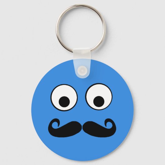 Googly Eyes met Mustache Sleutelhanger (Voorkant)