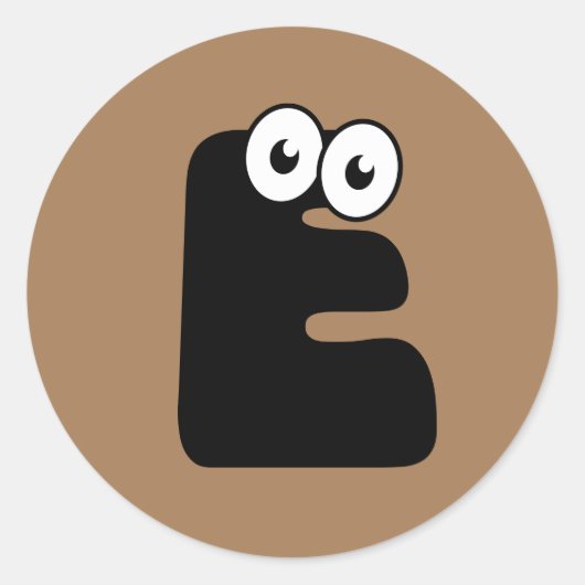 Googly Letter E Classic Round Sticker (Voorkant)
