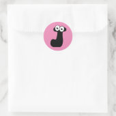 Googly Letter J Classic Round Sticker (Tas)