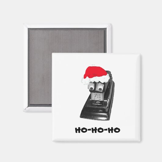 Googly-oyed Ho-Ho-Ho Santa Stapler Magnet (Voorkant / Achterkant)