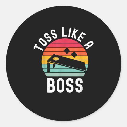 Gooi als een baas Bean Bag Speler Funny Cornhole Ronde Sticker (Voorkant)