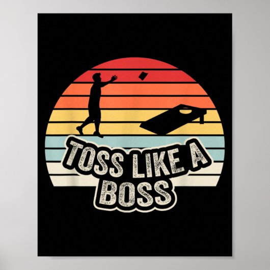 Gooi Als Een Baas Grappige Cornhole Speler Retro Poster (Voorkant)
