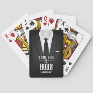 Gooi als een Boss Black pak met Stropdas klantnaam Pokerkaarten