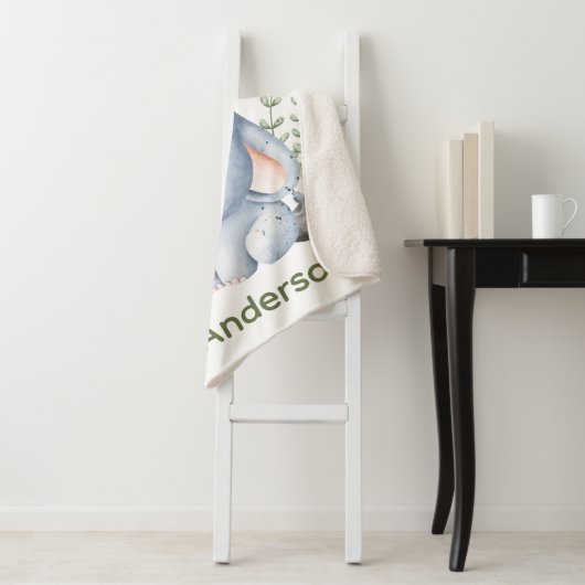 Gooi baby olifant sherpa deken voor Baby (In situ)