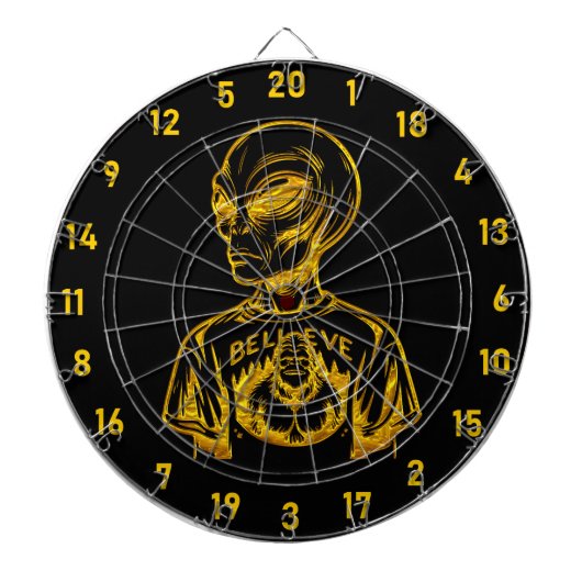 Gooi darts, geen ufo's: Alien Gold Edition Dartbord (Voorkant)