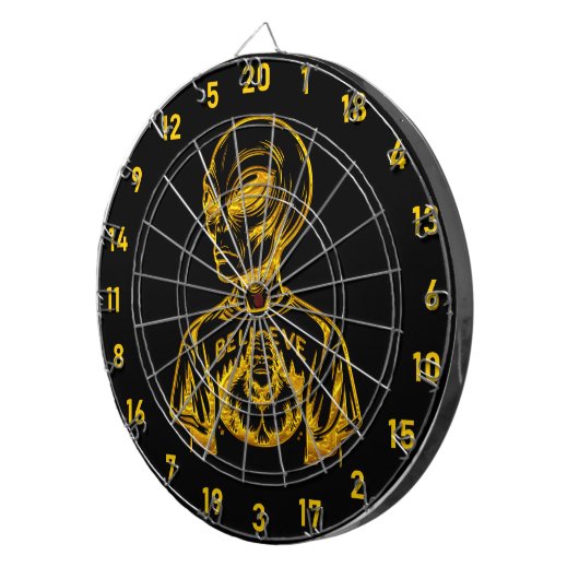 Gooi darts, geen ufo's: Alien Gold Edition Dartbord (Voorkant Rechts)