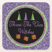 Gooi de Dice Witches Halloween Sparkle Bunco Kartonnen Onderzetters (Voorkant)