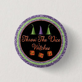 Gooi de Dice Witches Halloween Sparkle Bunco Ronde Button 3,2 Cm