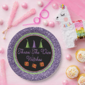 Gooi de Dice Witches Paarse Sparkle Bunco Papieren Bordje (Feest)