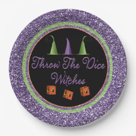 Gooi de Dice Witches Paarse Sparkle Bunco Papieren Bordje