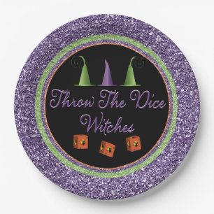 Gooi de Dice Witches Paarse Sparkle Bunco Papieren Bordje
