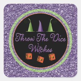 Gooi de Dice Witches Paarse Sparkle Bunco Vierkante Sticker