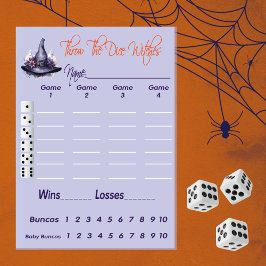 Gooi de dobbelstenen heksen Halloween scorecard Bu Kaart