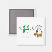 Gooi de stick Snowman en Dog Cute Funny Kerstmis Magneet (Voorkant / Achterkant)