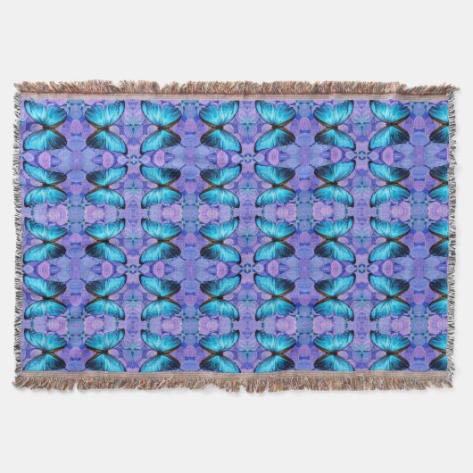 Gooi Deken Blauwe Vlinder & Hydrangeas (Voorkant)