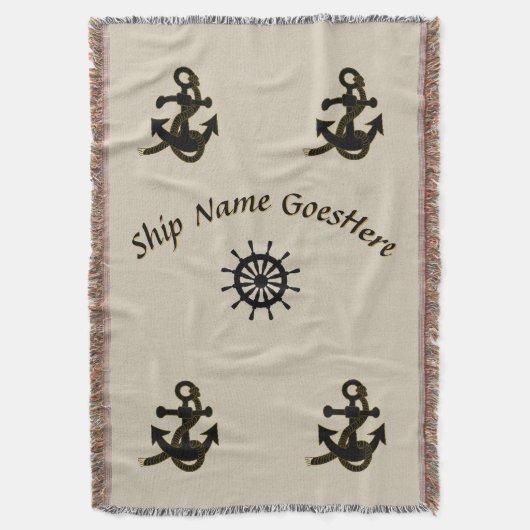 Gooi Deken - Scheepsnaam met Ankers en Helm (Voorkant Verticaal)