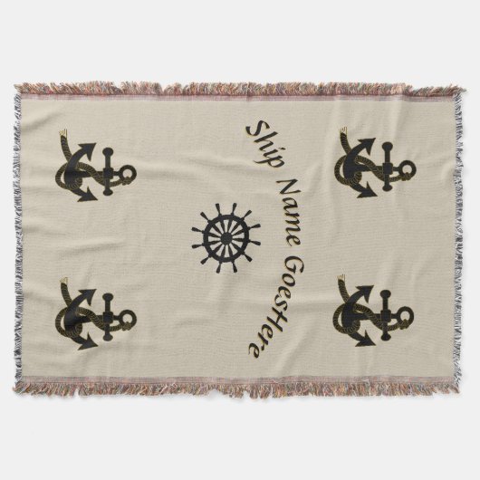 Gooi Deken - Scheepsnaam met Ankers en Helm (Voorkant)