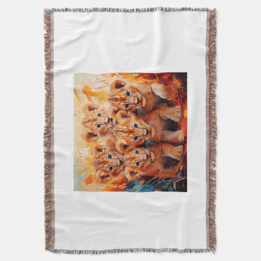 Gooi Deken - Vijf Leeuwenwelpen Kunstwerk (Voorkant Verticaal)