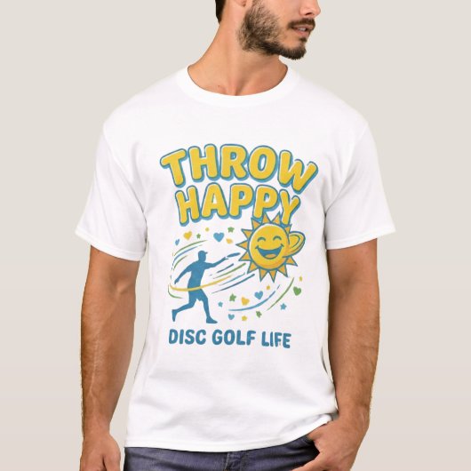 Gooi Happy Disc Golf T-Shirt | Positieve Disc  (Voorkant)