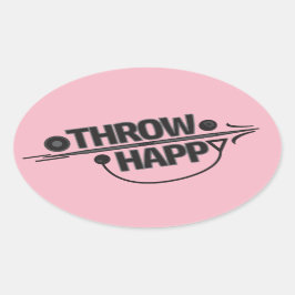 Gooi Happy Shot Zet Discus Gooi Stickers! Ovale Sticker