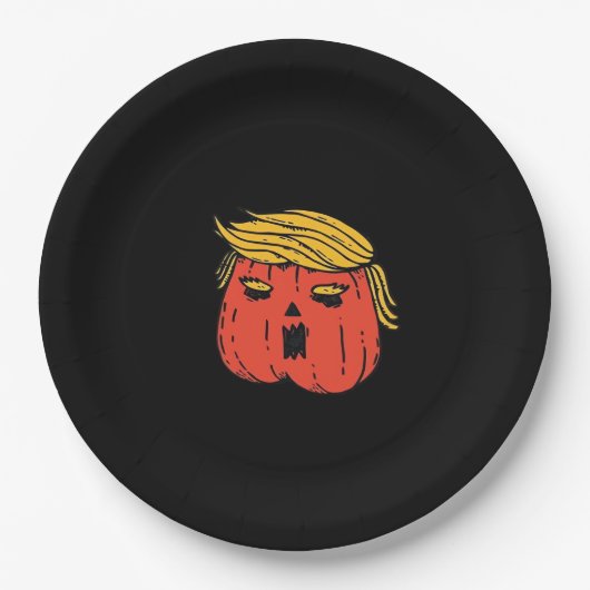 Gooi hem eruit als een pompoen Trumpkin Halloween Papieren Bordje (Voorkant)