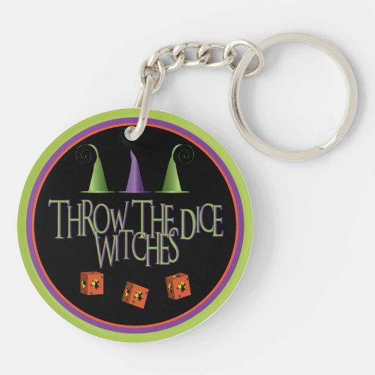 Gooi het dobbelstenen heksen Sleutelhanger (Achterkant)