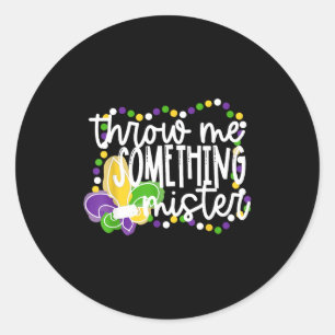 Gooi iets meneer mardi gras kralen new orlean ronde sticker