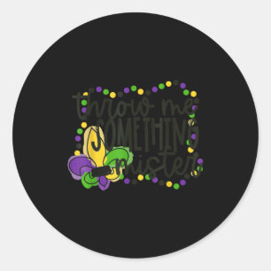 Gooi iets meneer mardi gras kralen new orlean ronde sticker