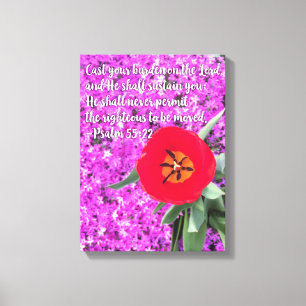 Gooi je last Bible Verse Art Flower Christelijk Canvas Afdruk