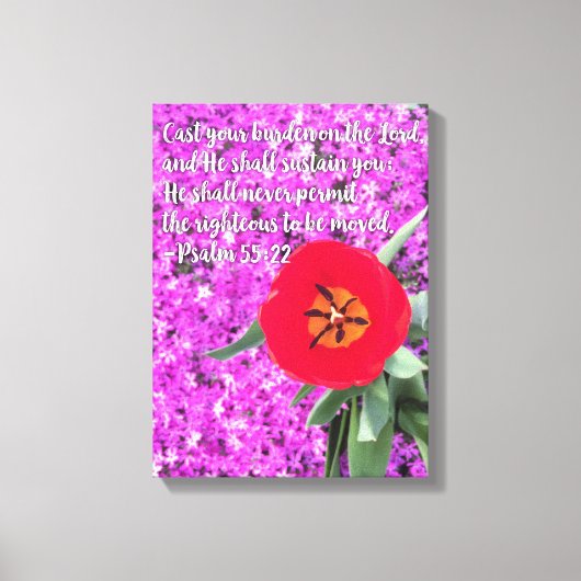 Gooi je last Bible Verse Art Flower Christelijk Canvas Afdruk (Voorkant)