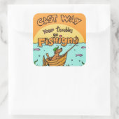 Gooi je problemen weg vierkante sticker (Tas)