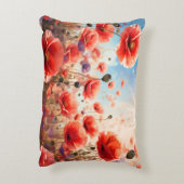 Gooi kussen kussens van papavers in een veld (Achterkant (Verticaal))