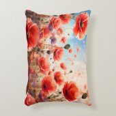 Gooi kussen kussens van papavers in een veld (Voorkant(Verticaal))