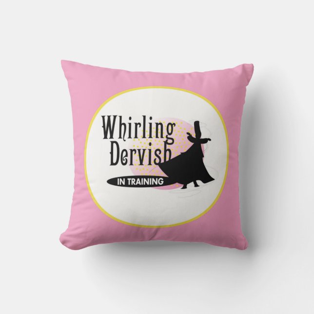 Gooi kussen voor meisje in roze en zwart (Voorkant)