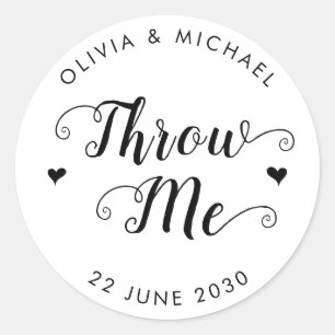 Gooi me Confetti bruiloft gunst script hart Ronde Sticker