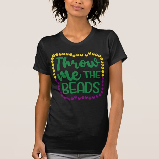 Gooi me de krinters, Mardi Gras party T-shirt (Voorkant)