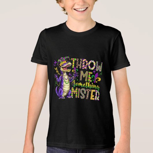 "Gooi me iets, meneer" Mardi Gras Jeugd Tri-Blend Shirt (Voorkant)