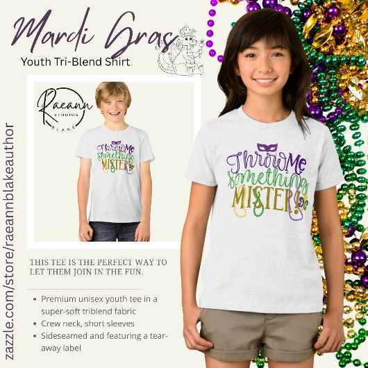 "Gooi me iets, meneer" Mardi Gras Jeugd Tri-Blend Shirt