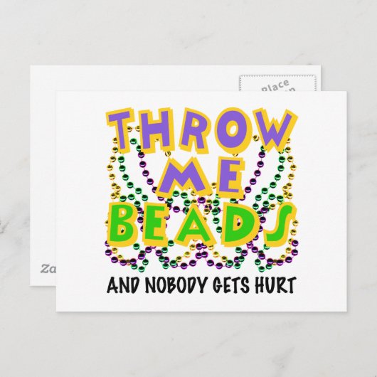 Gooi me kralen en niemand raakt gewond briefkaart (Voorkant / Achterkant)