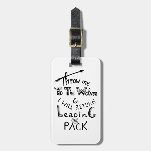 Gooi me naar de wolven! Motivatie prijsopgave Bagagelabel (Voorkant verticaal)