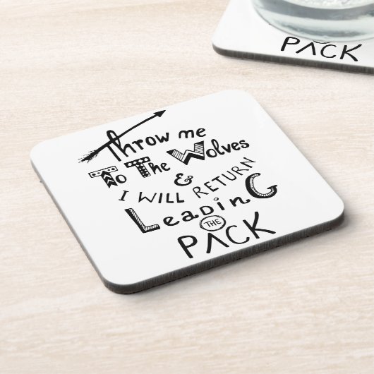 Gooi me naar de wolven! Motivatie prijsopgave Bier Onderzetter (Linkerzijde)