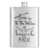 Gooi me naar de wolven! Motivatie prijsopgave Heupfles (Voorkant)