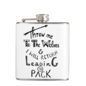 Gooi me naar de wolven! Motivatie prijsopgave Heupfles (Voorkant)