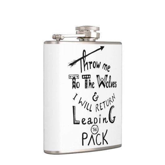 Gooi me naar de wolven! Motivatie prijsopgave Heupfles (Rechts)