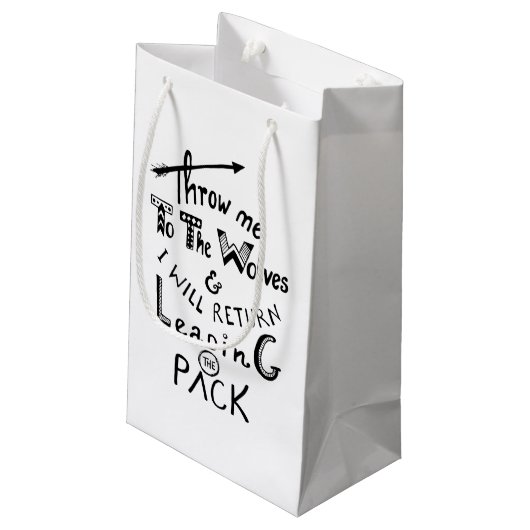 Gooi me naar de wolven! Motivatie prijsopgave Klein Cadeauzakje (Achterkant Gekanteld)