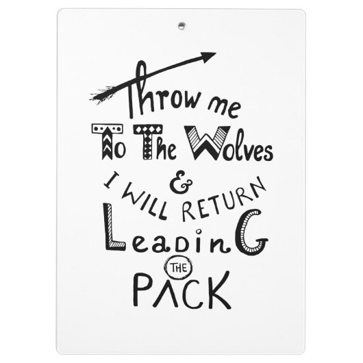 Gooi me naar de wolven! Motivatie prijsopgave Klembord (Achterkant)